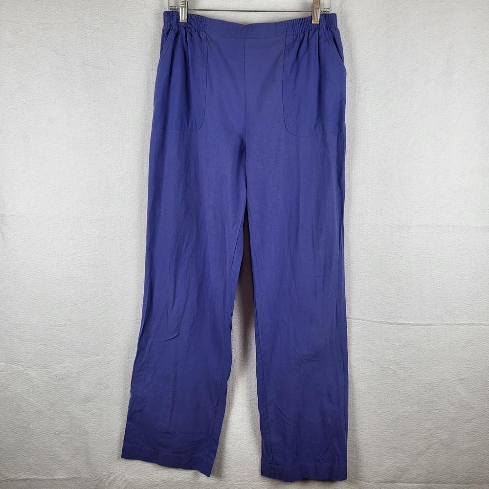 Alfred Dunner Women's Purple Elastic Waist‎ Cotton Pants Size 14